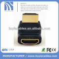 Adaptador HDMI banhado a ouro, adaptador HDMI macho para fêmea com 90 graus